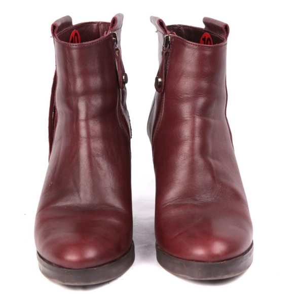 Fabianelli Leather Ankle Bootie Fringe Tassel Boot Italy Burgundy Wine Rubber - Picture 7 of 9